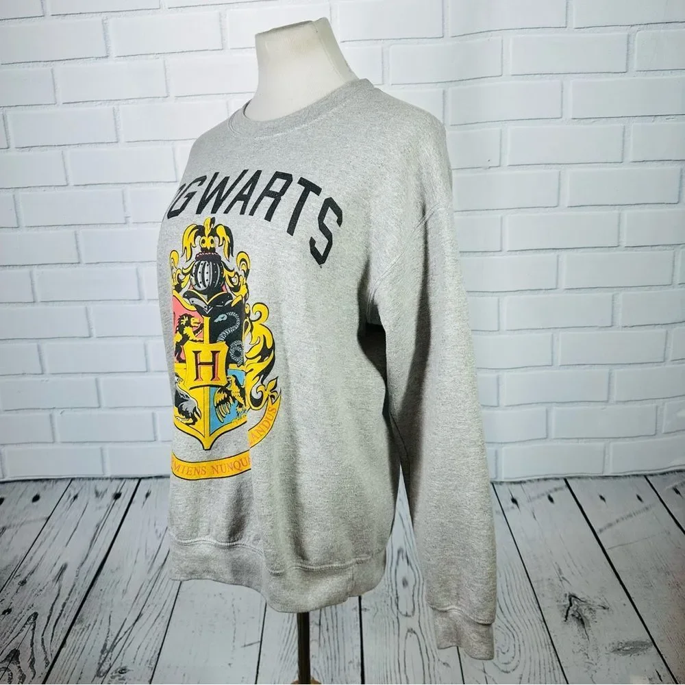 Harry Potter Heather Gray Hogwarts Crest Sweatshirt - Size Medium - Picture 5 of 11